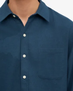 Organic Flannel Shirt - Petrol Blue