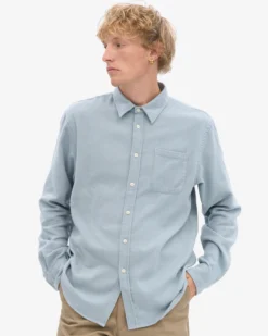Organic Flannel Shirt - Steel Blue