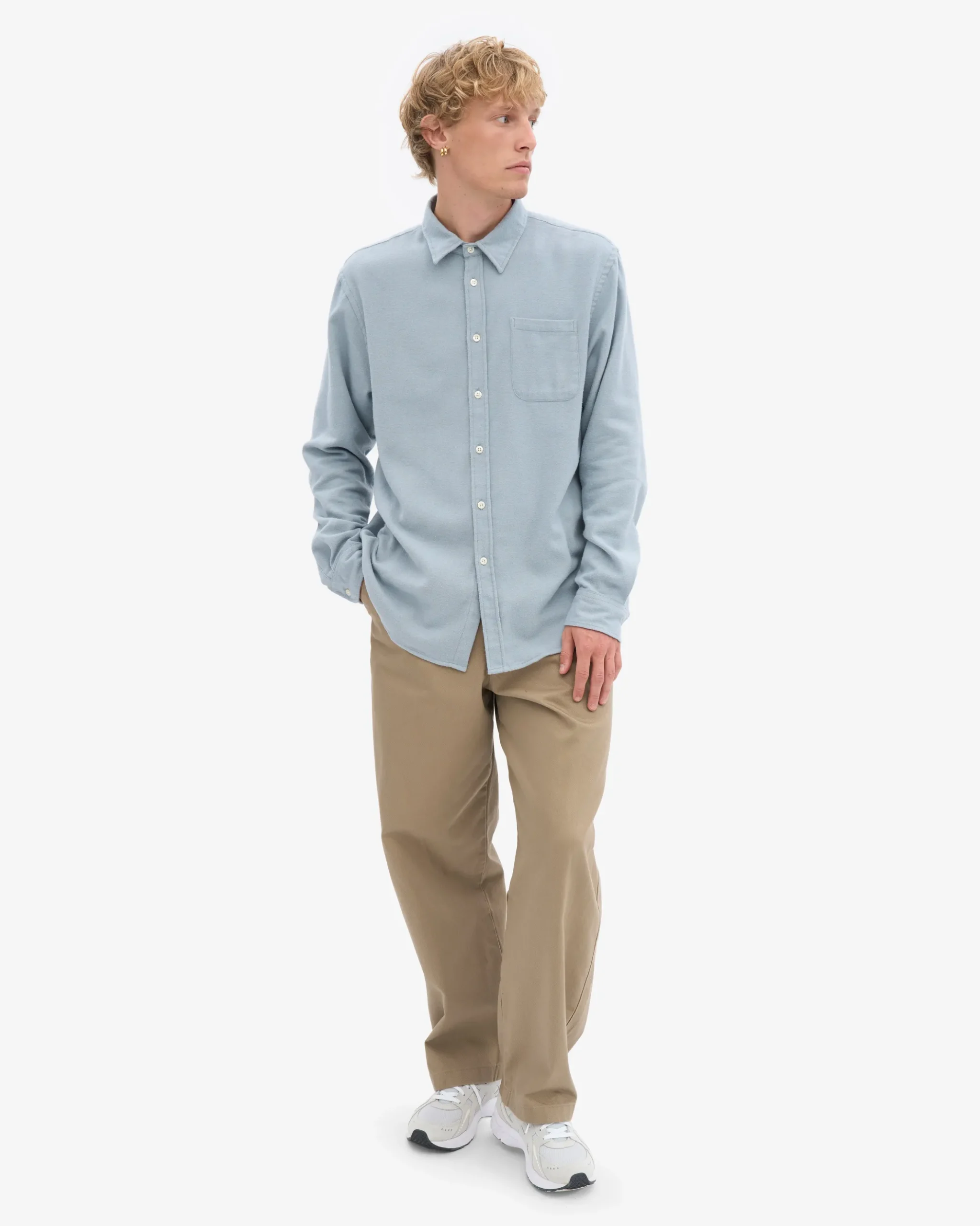 Organic Flannel Shirt - Steel Blue