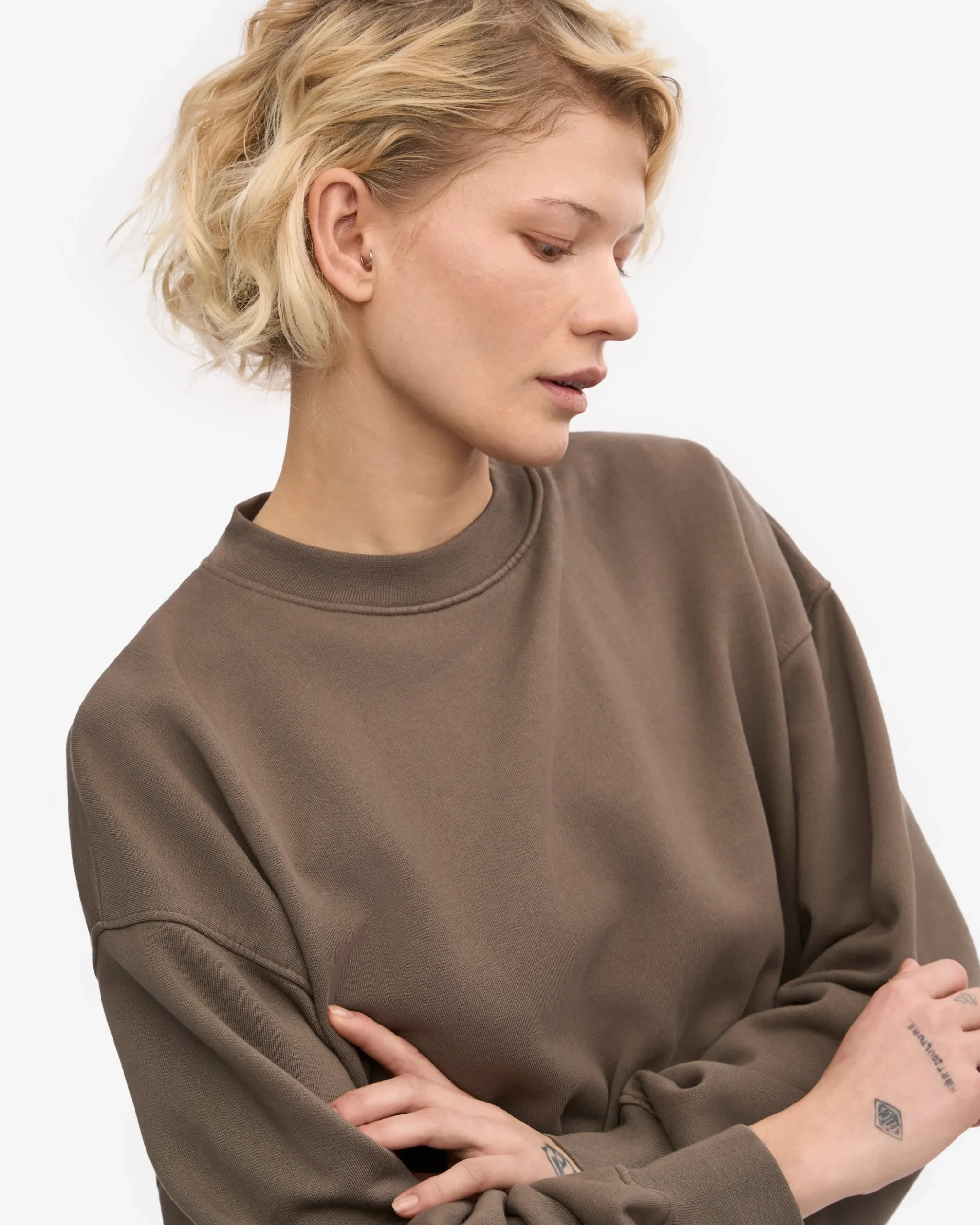 Organic Oversized Crew - Cedar Brown