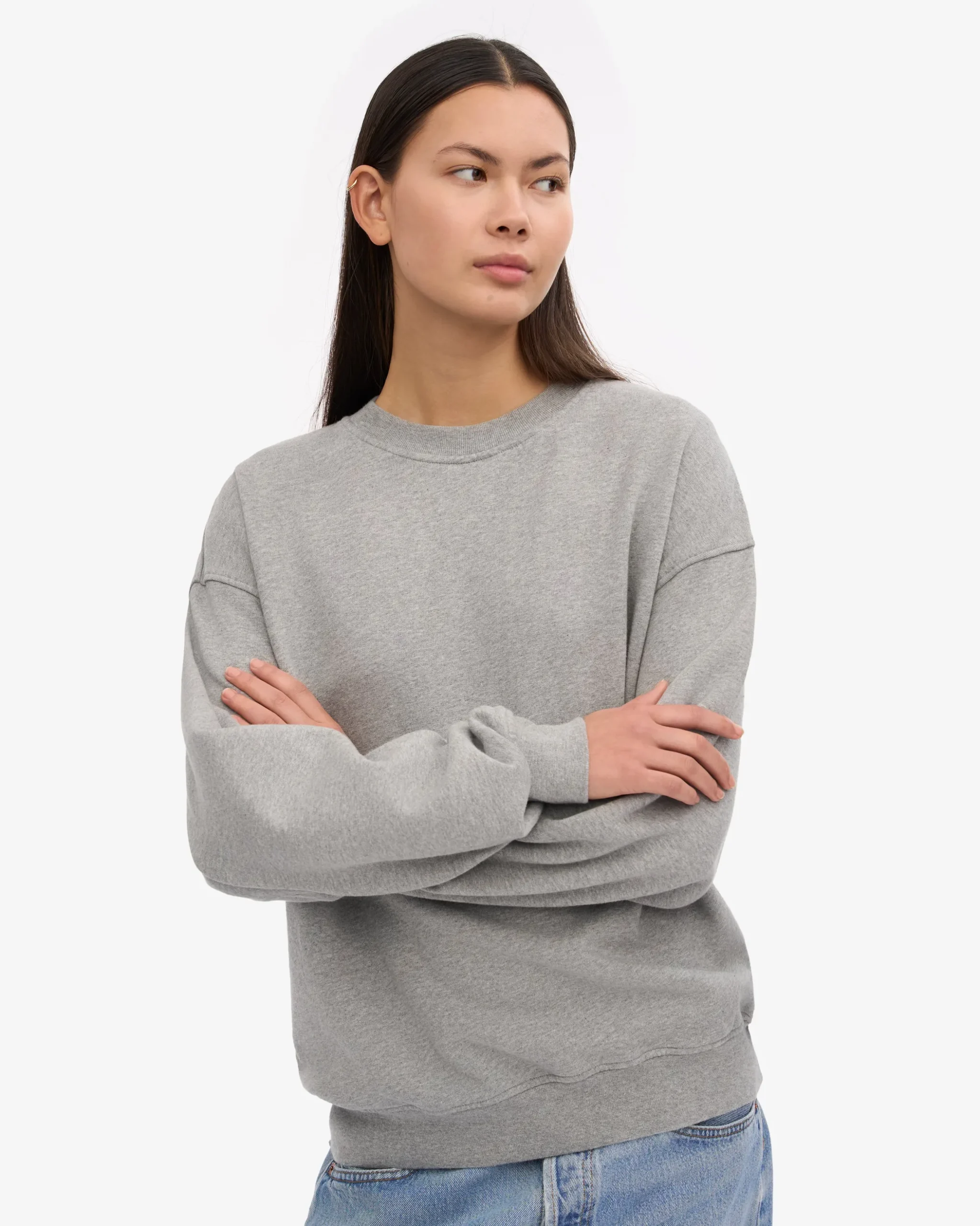 Organic Oversized Crew - Heather Grey