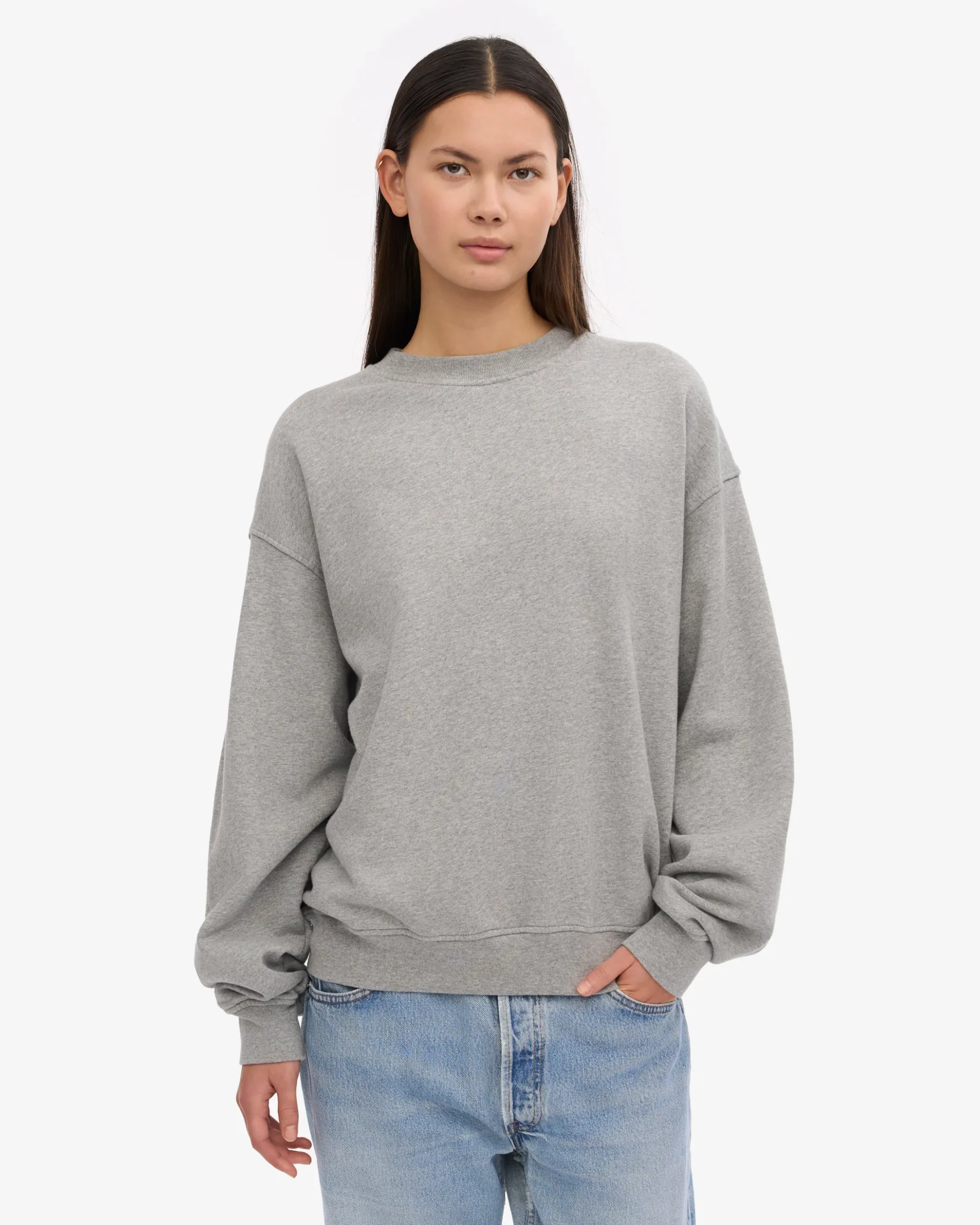 Organic Oversized Crew - Heather Grey