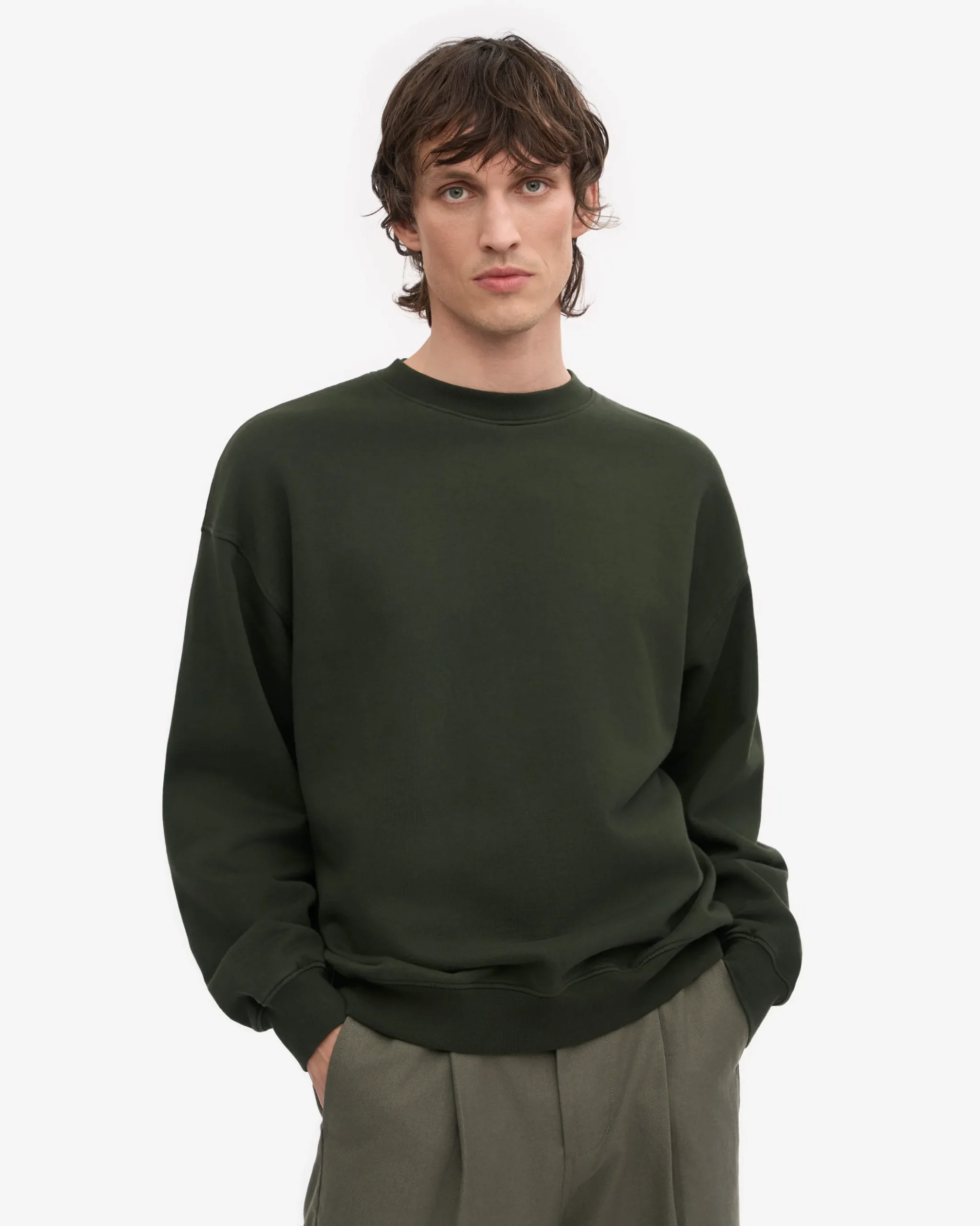 Organic Oversized Crew - Hunter Green