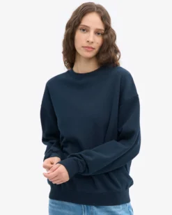 Organic Oversized Crew - Navy Blue