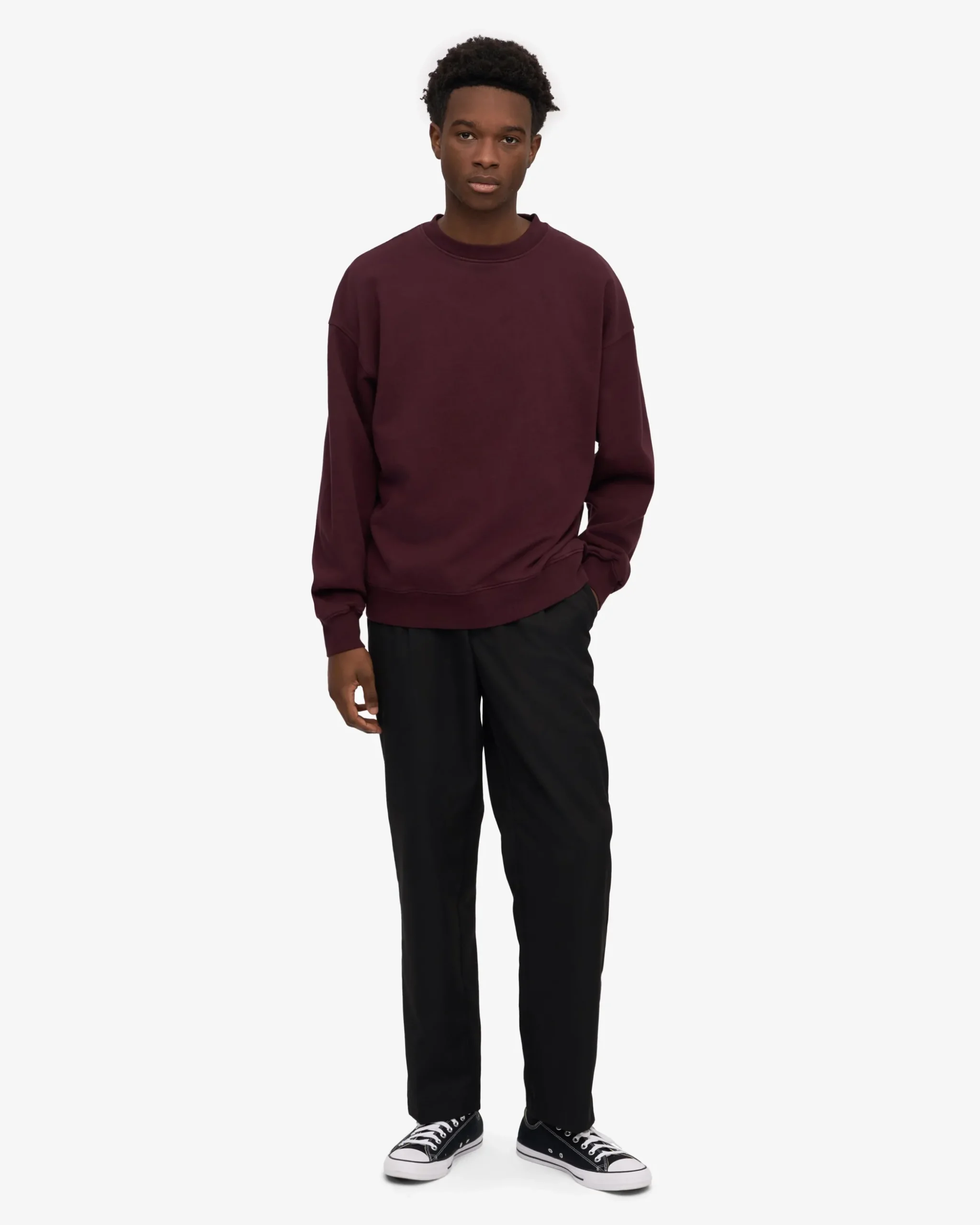 Organic Oversized Crew - Oxblood Red
