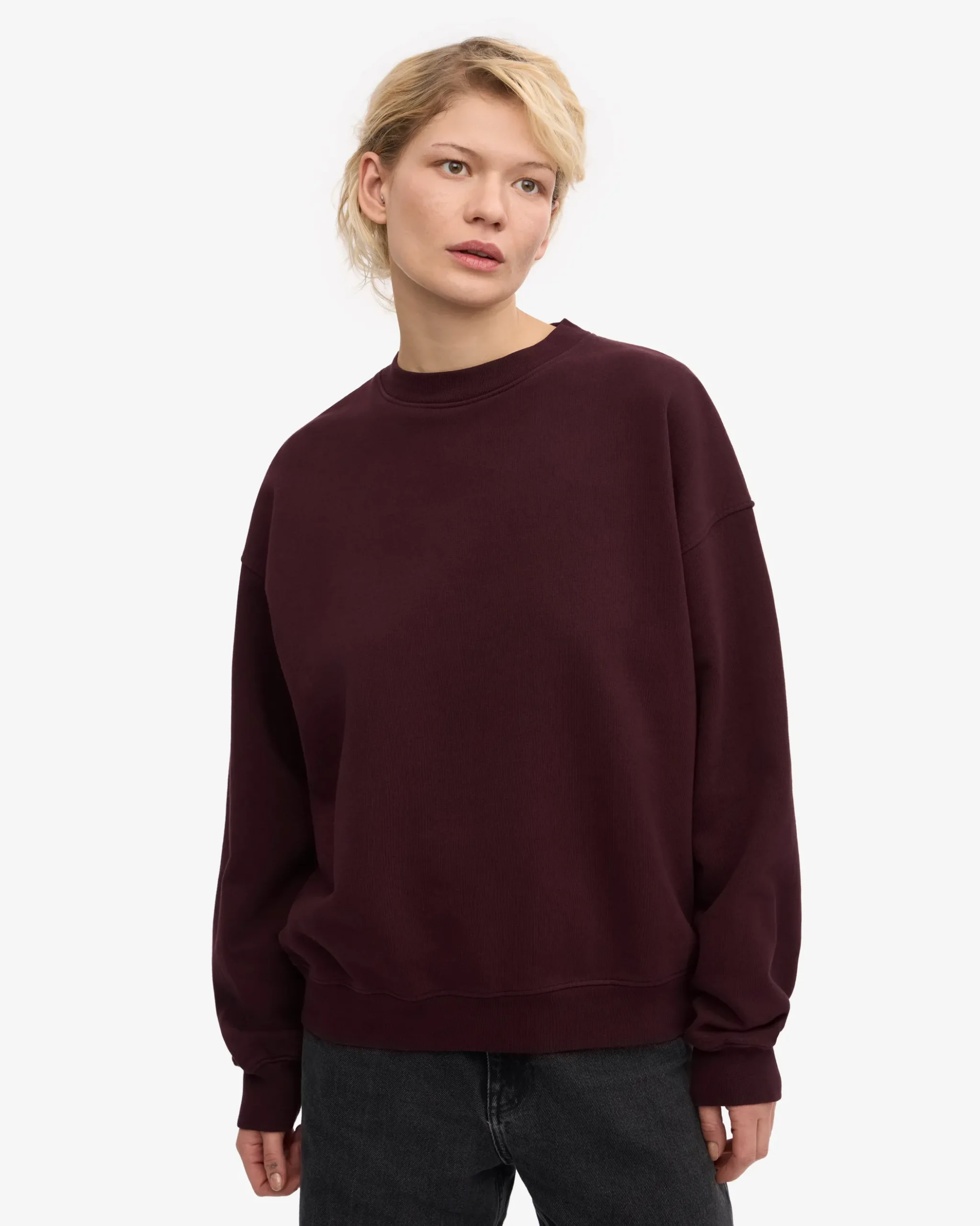 Organic Oversized Crew - Oxblood Red