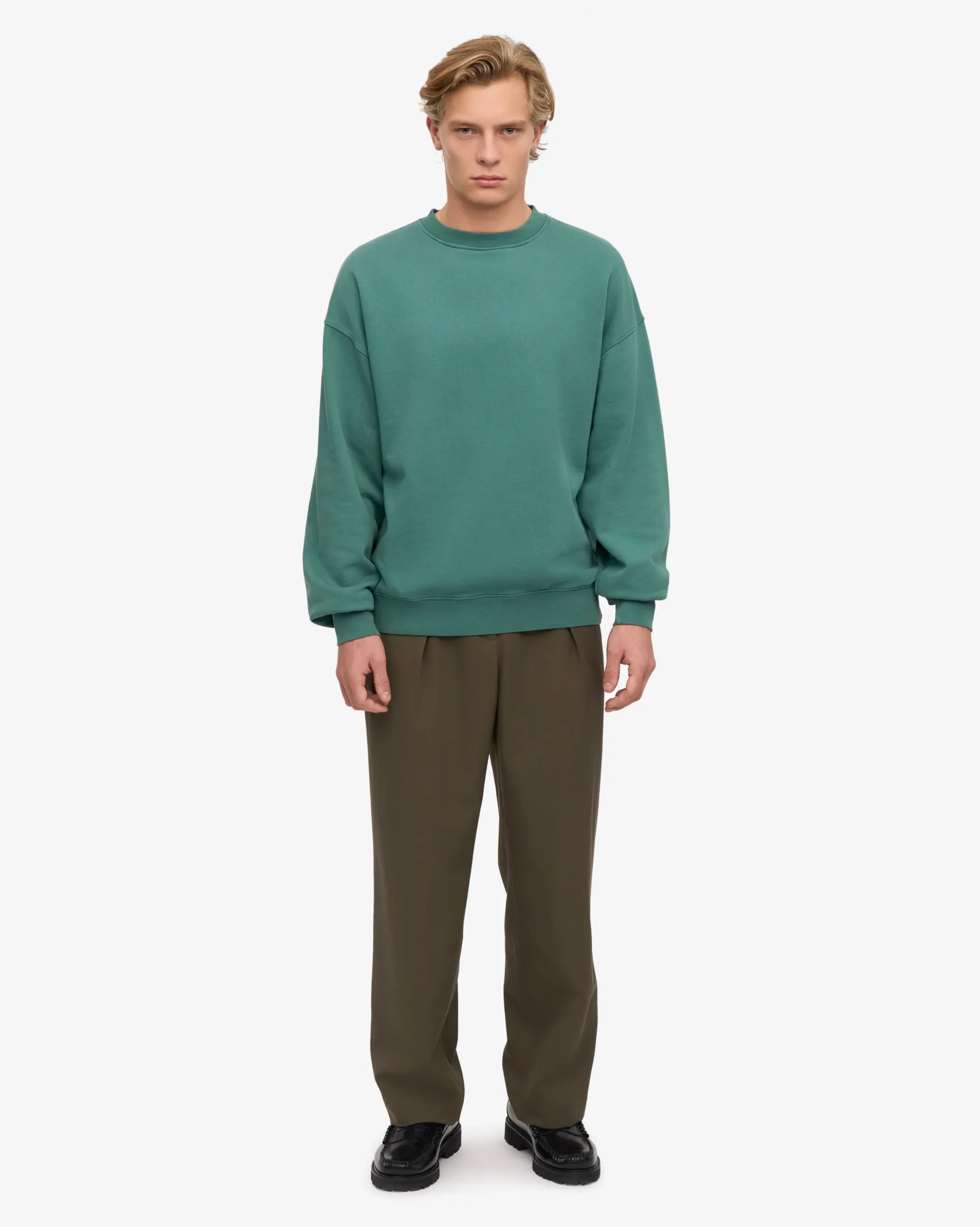 Organic Oversized Crew - Pine Green