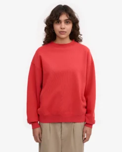 Organic Oversized Crew - Red Tangerine