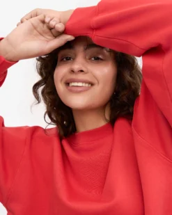 Organic Oversized Crew - Red Tangerine