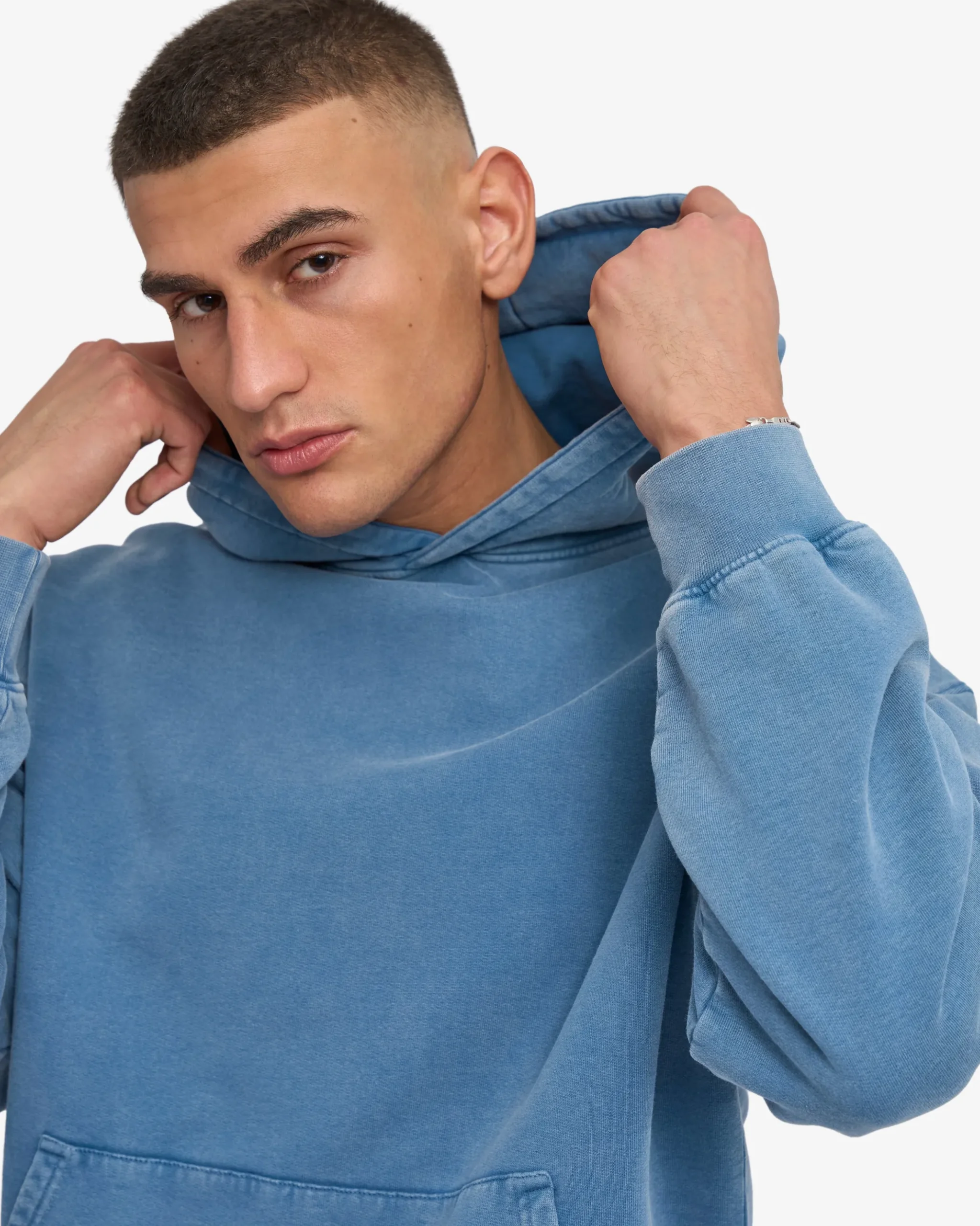 Organic Oversized Hood - Faded Indigo