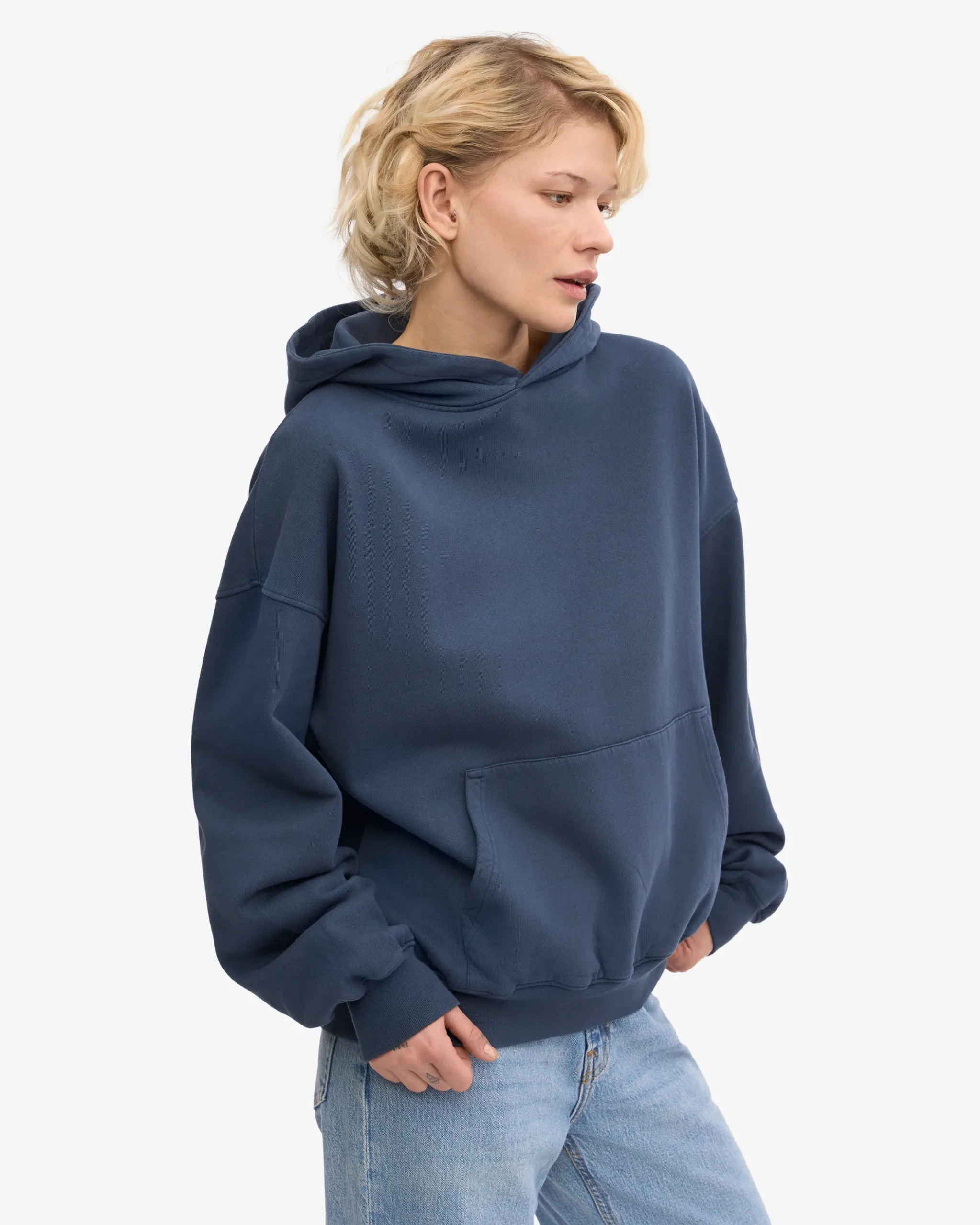 Organic Oversized Hood - Petrol Blue
