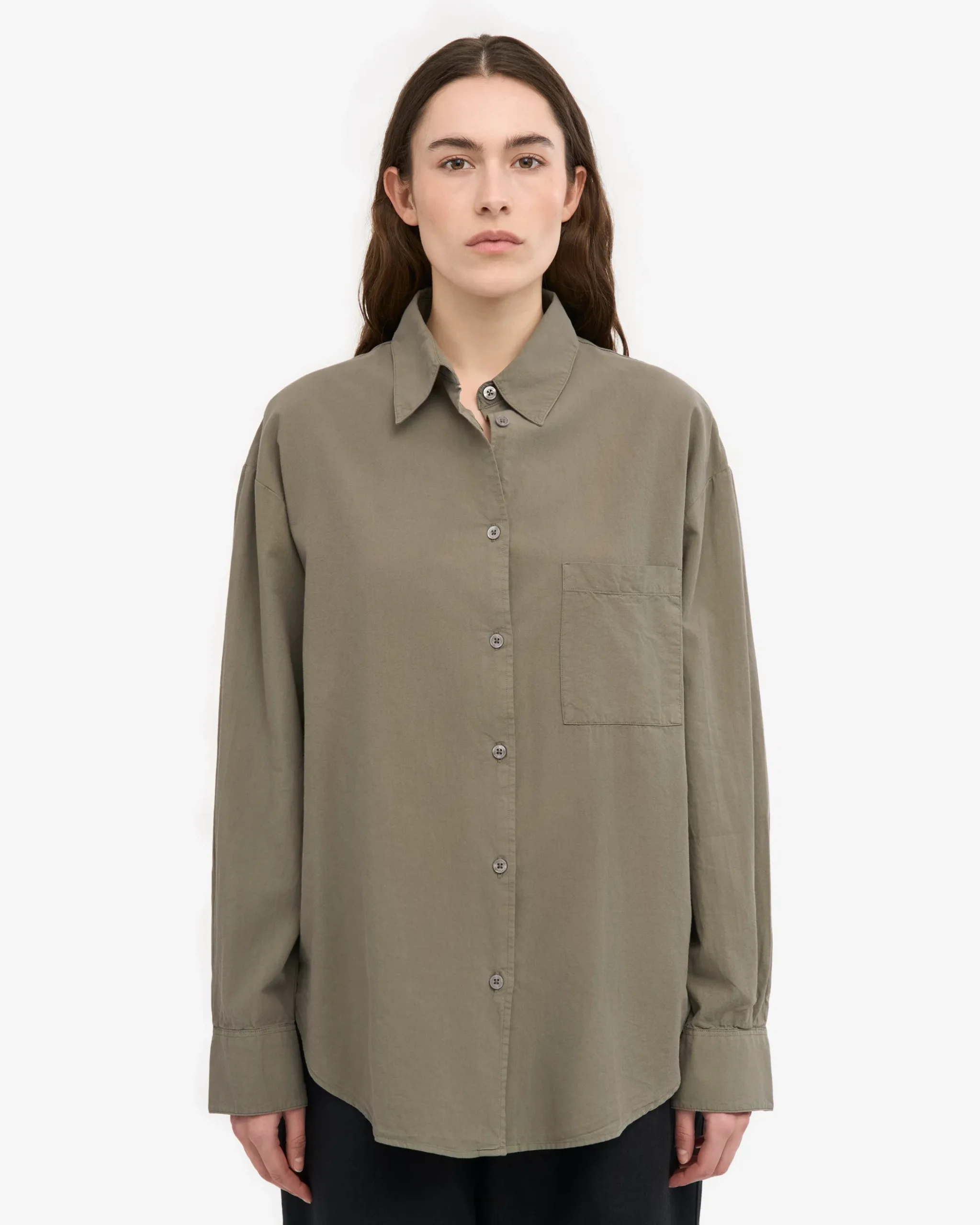 Organic Oversized Shirt - Dusty Olive