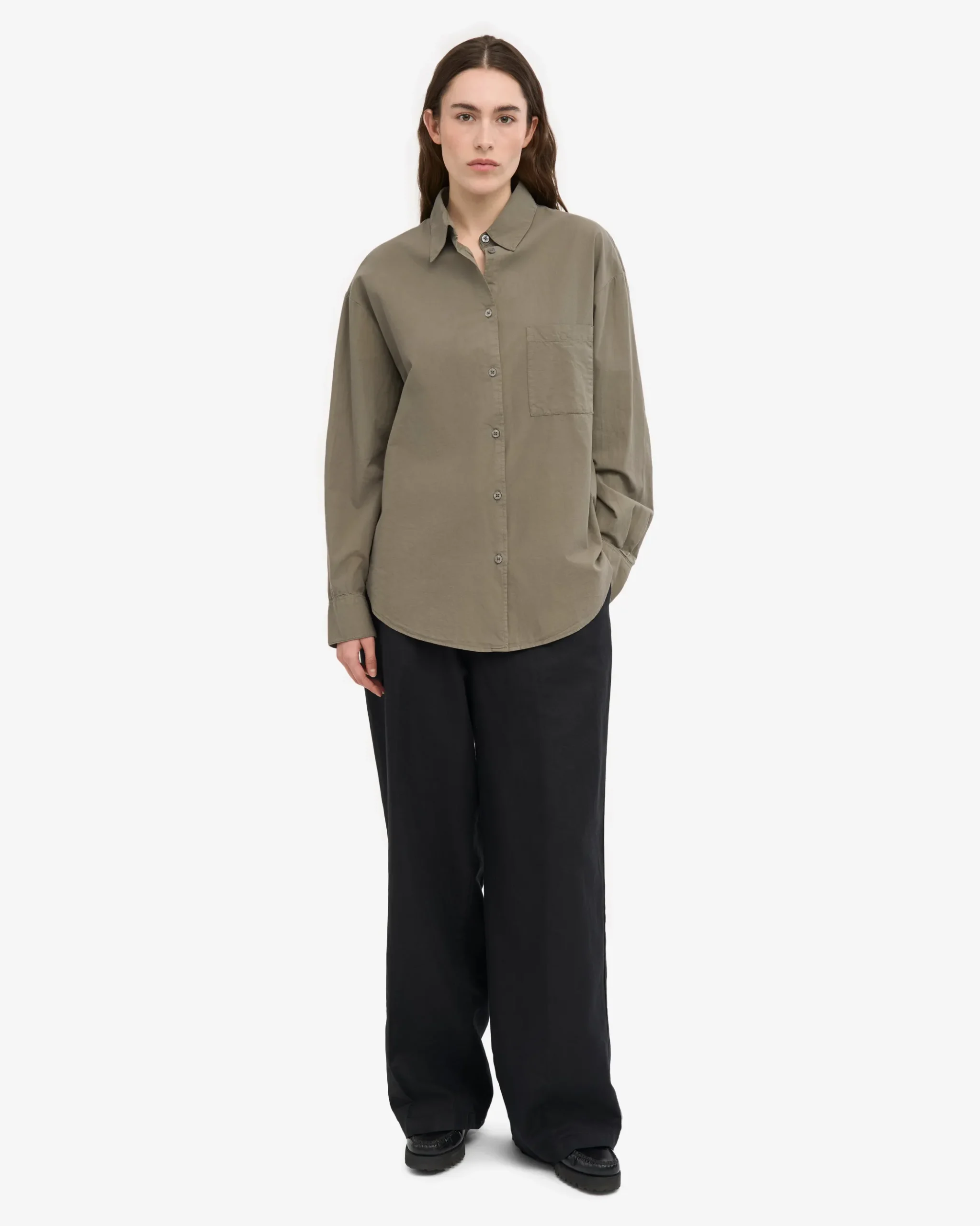 Organic Oversized Shirt - Dusty Olive