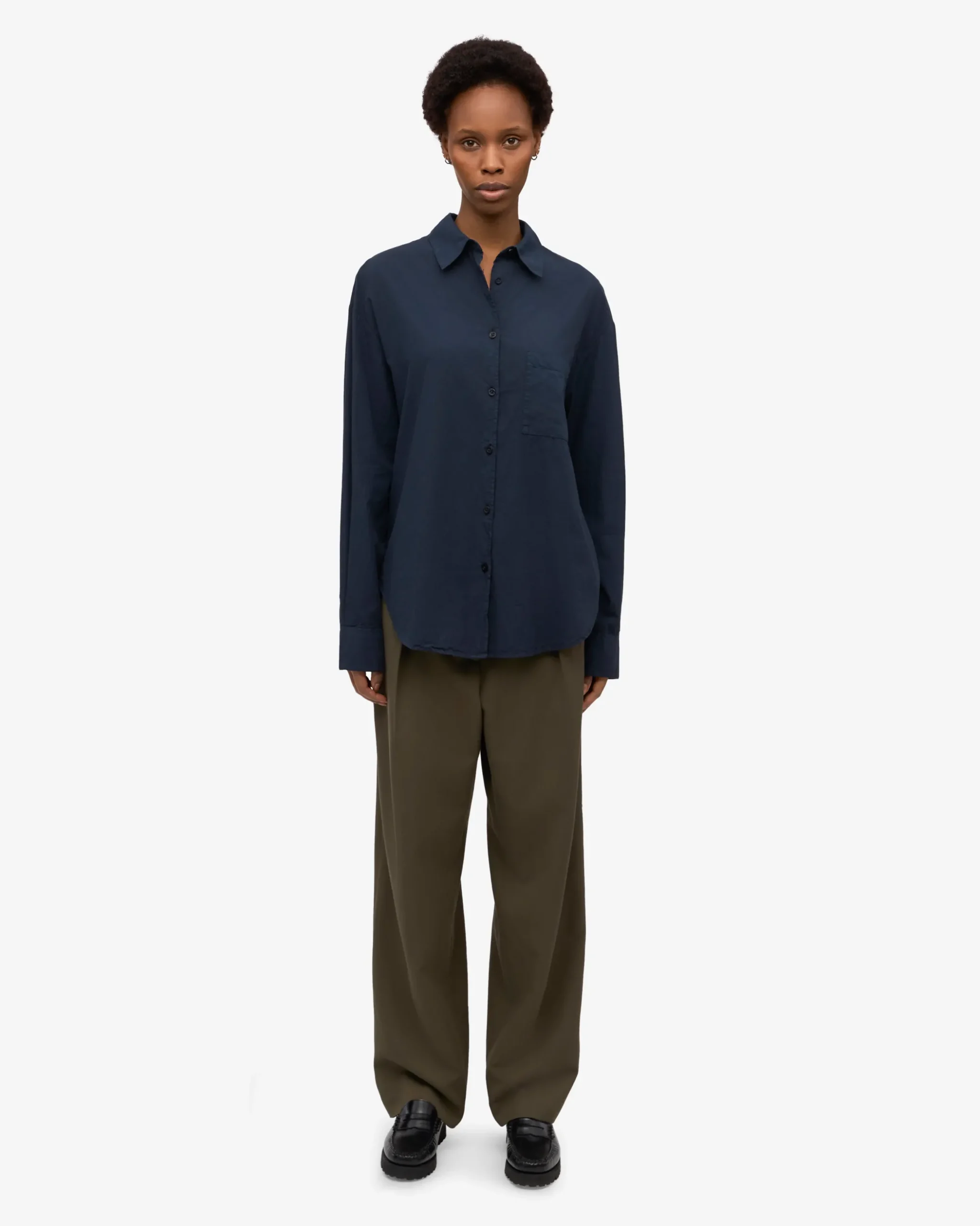 Organic Oversized Shirt - Navy Blue