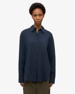 Organic Oversized Shirt - Navy Blue