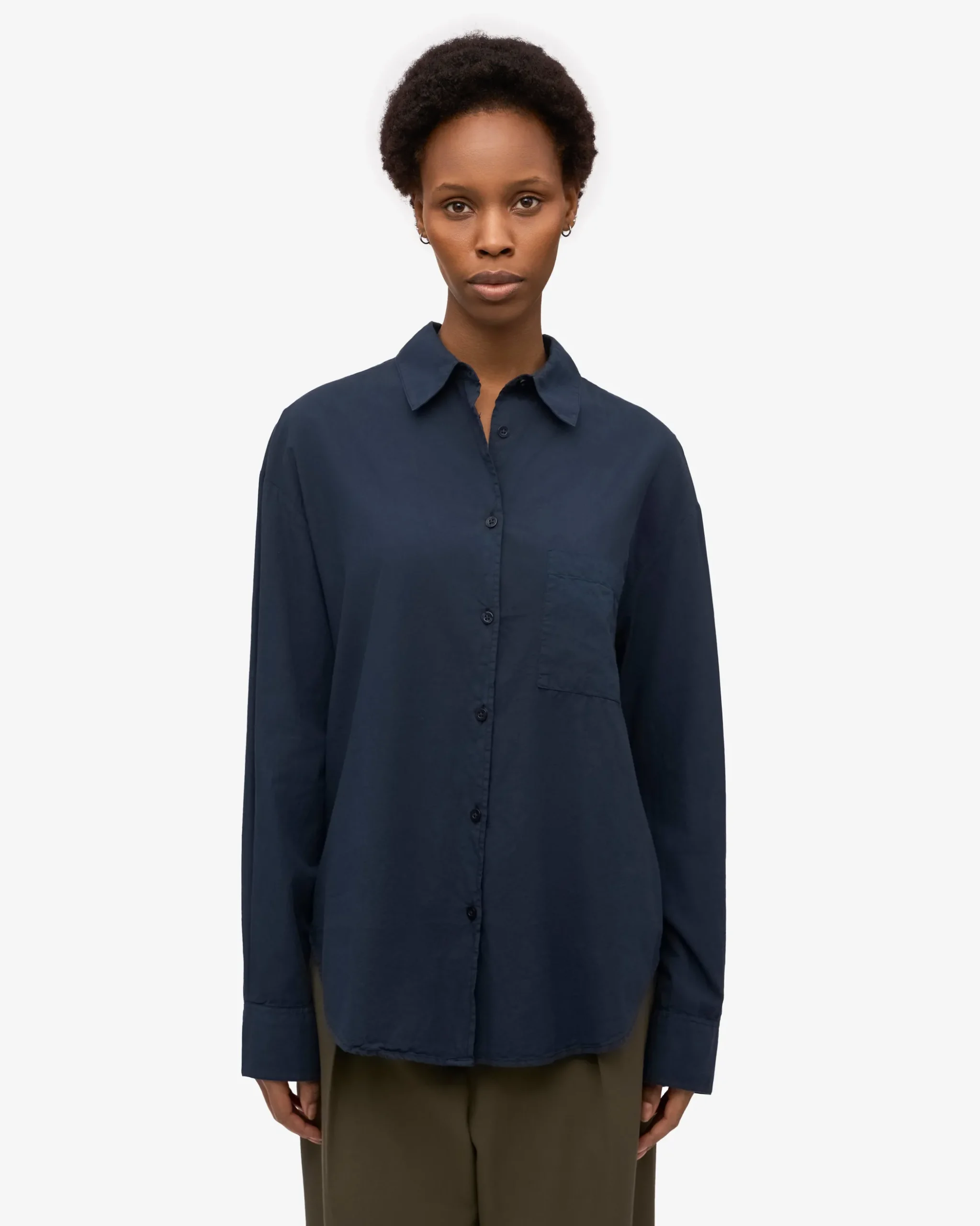 Organic Oversized Shirt - Navy Blue