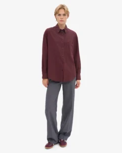Organic Oversized Shirt - Oxblood Red