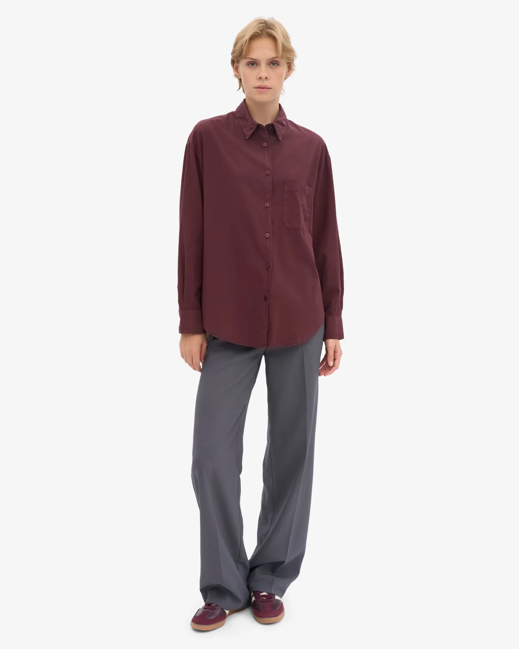 Organic Oversized Shirt - Oxblood Red