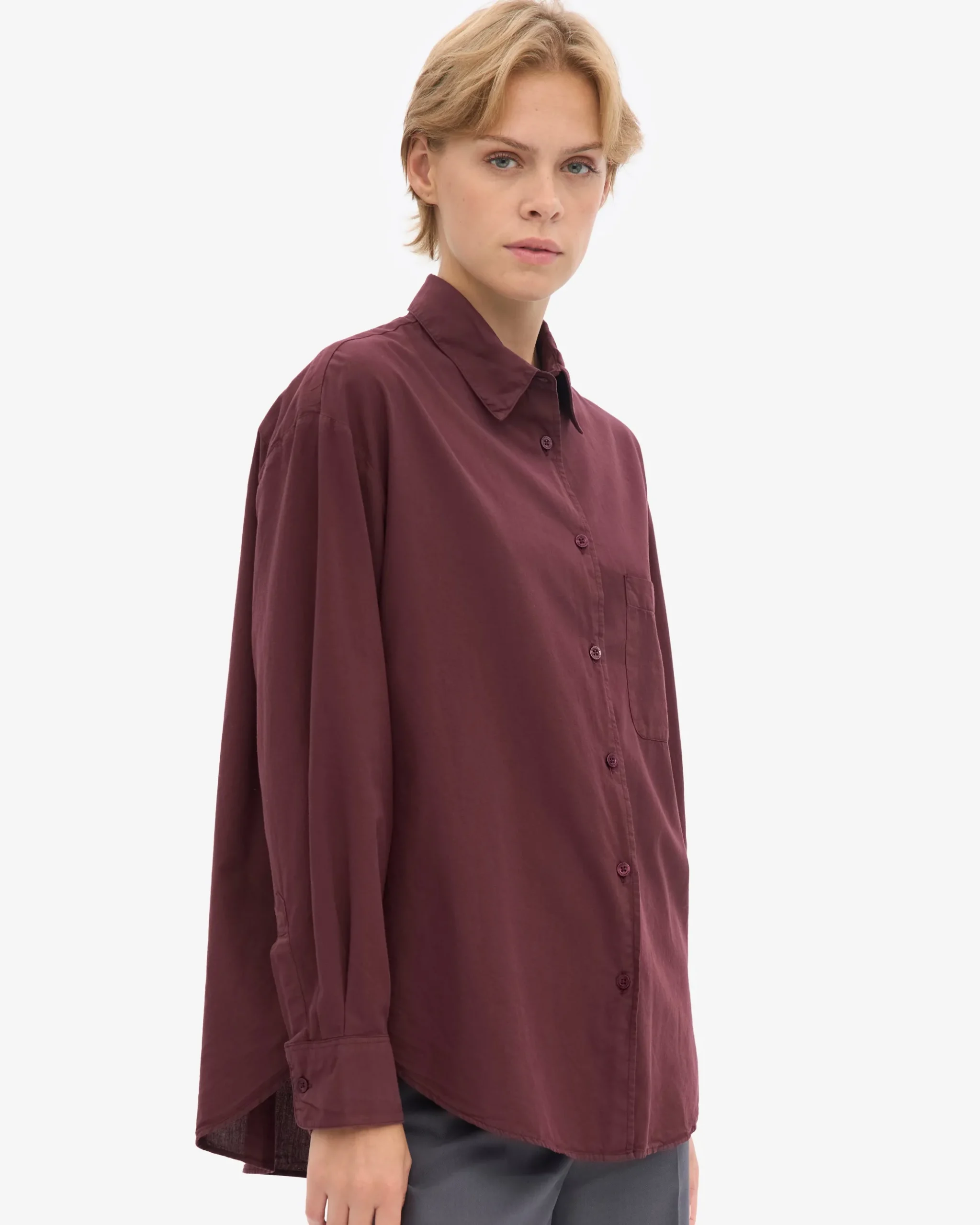 Organic Oversized Shirt - Oxblood Red