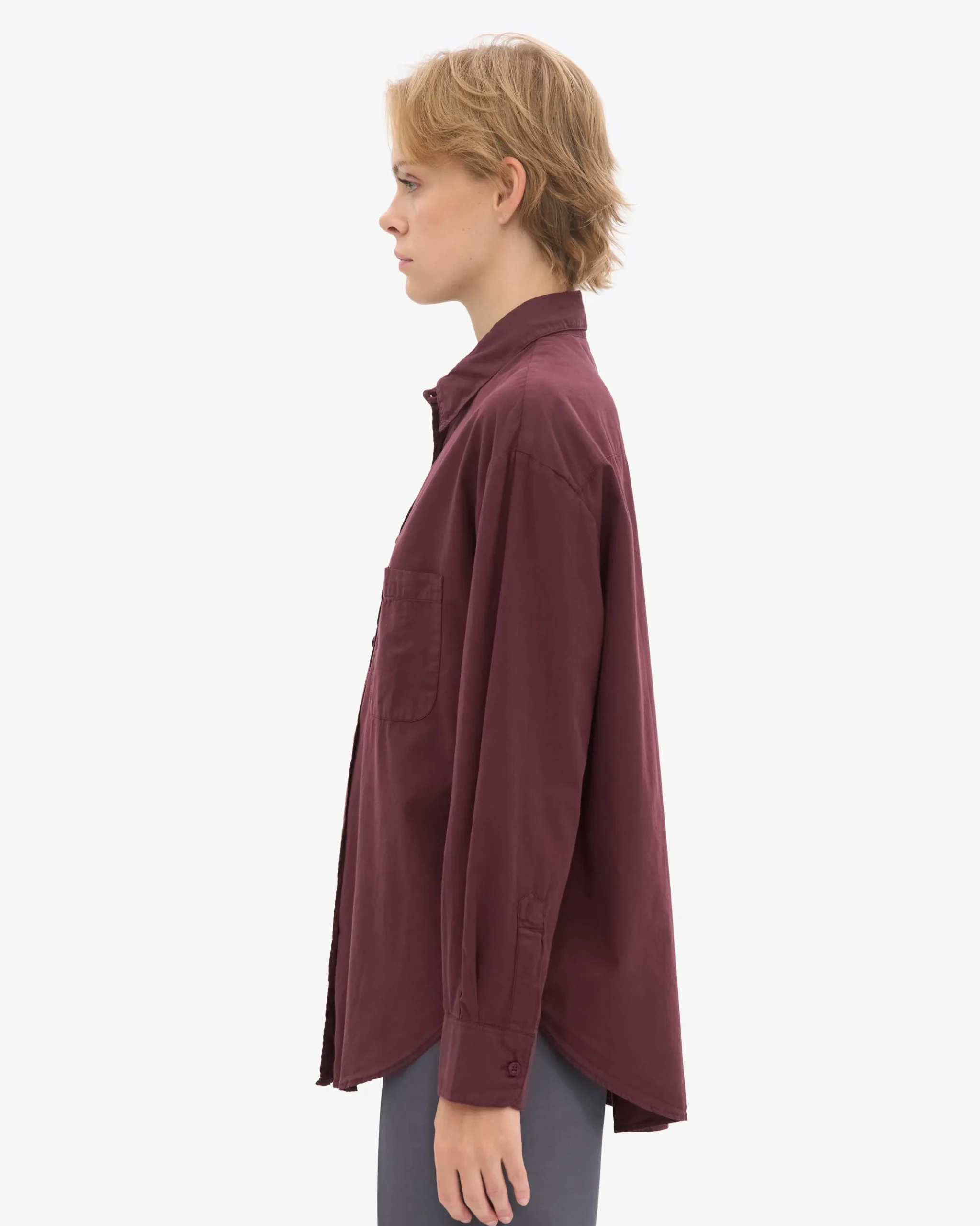 Organic Oversized Shirt - Oxblood Red