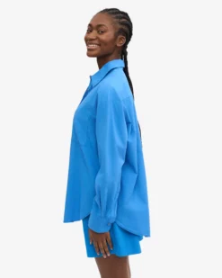 Organic Oversized Shirt - Pacific Blue