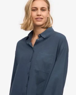 Organic Oversized Shirt - Petrol Blue
