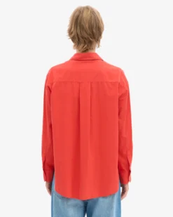 Organic Oversized Shirt - Red Tangerine