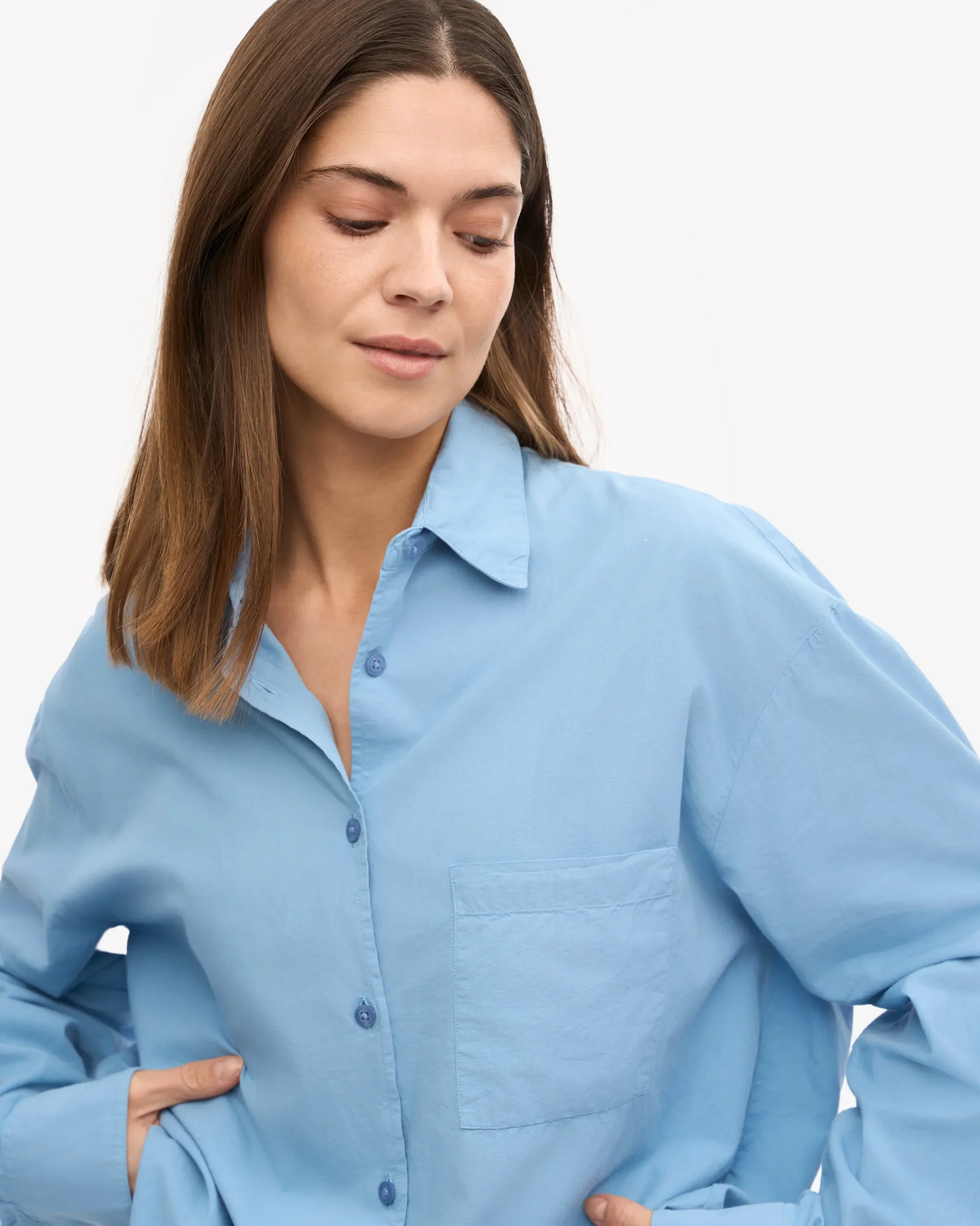 Organic Oversized Shirt - Seaside Blue