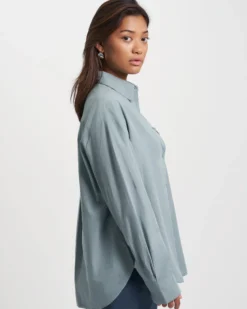 Organic Oversized Shirt - Steel Blue