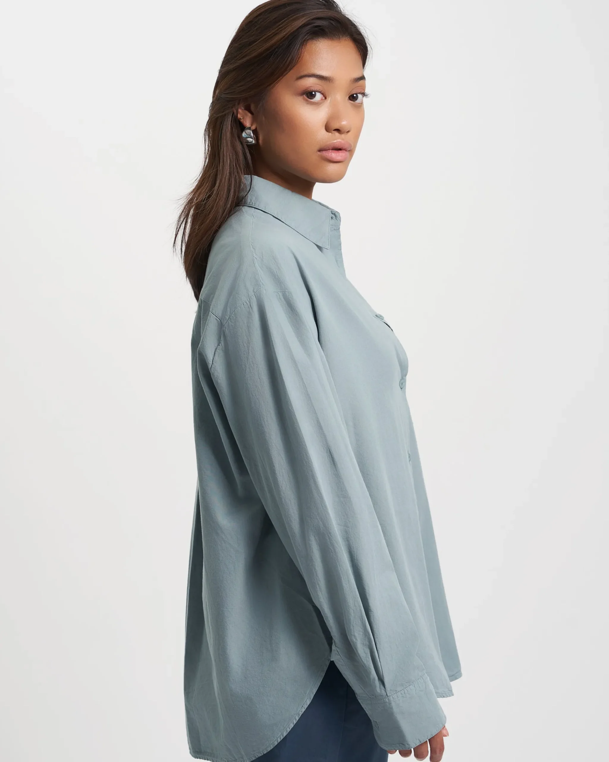 Organic Oversized Shirt - Steel Blue