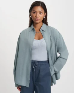 Organic Oversized Shirt - Steel Blue