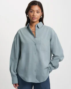 Organic Oversized Shirt - Steel Blue