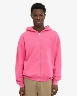 Organic Oversized Zip Hood - Bubblegum Pink