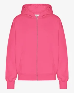 Organic Oversized Zip Hood - Bubblegum Pink