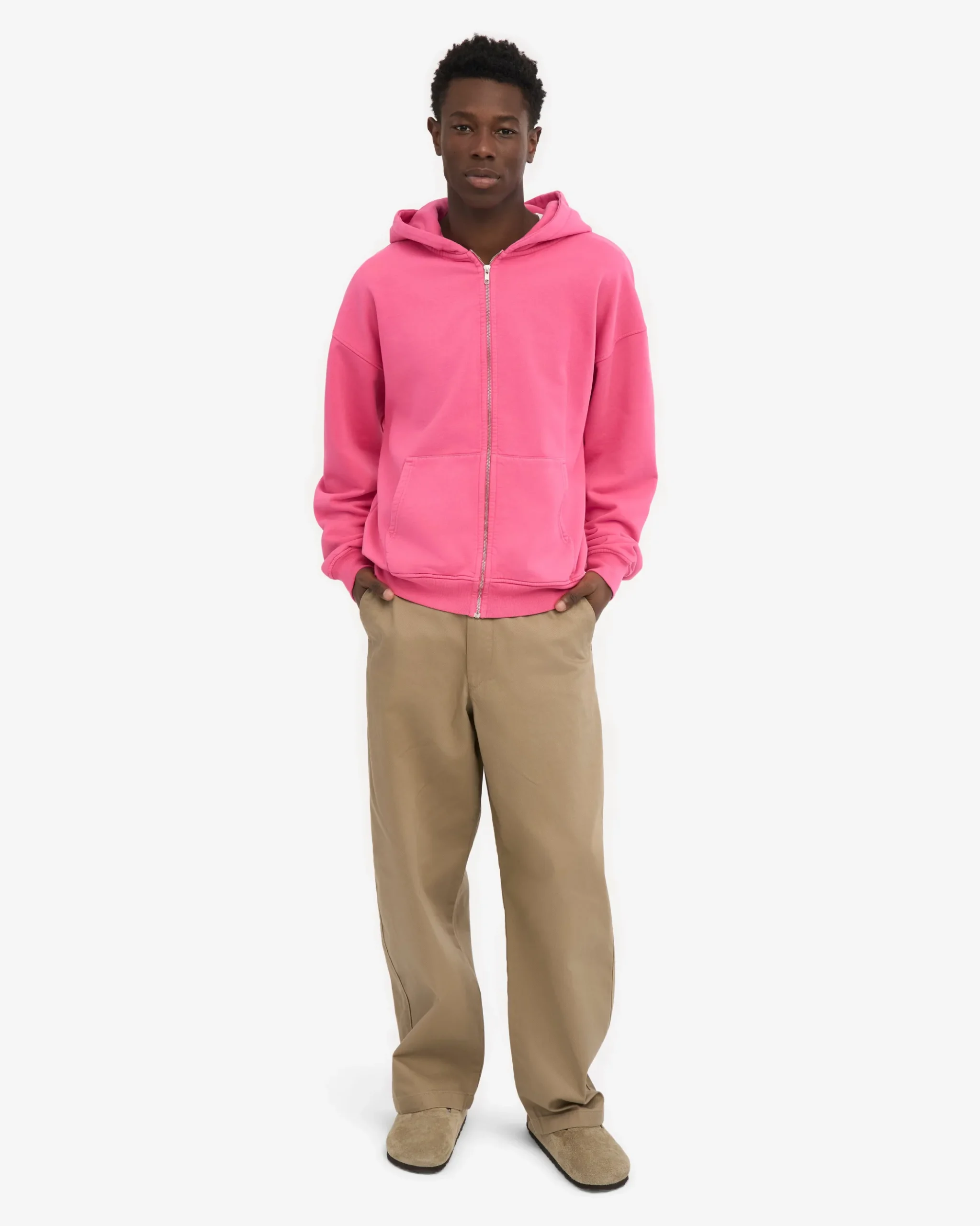 Organic Oversized Zip Hood - Bubblegum Pink