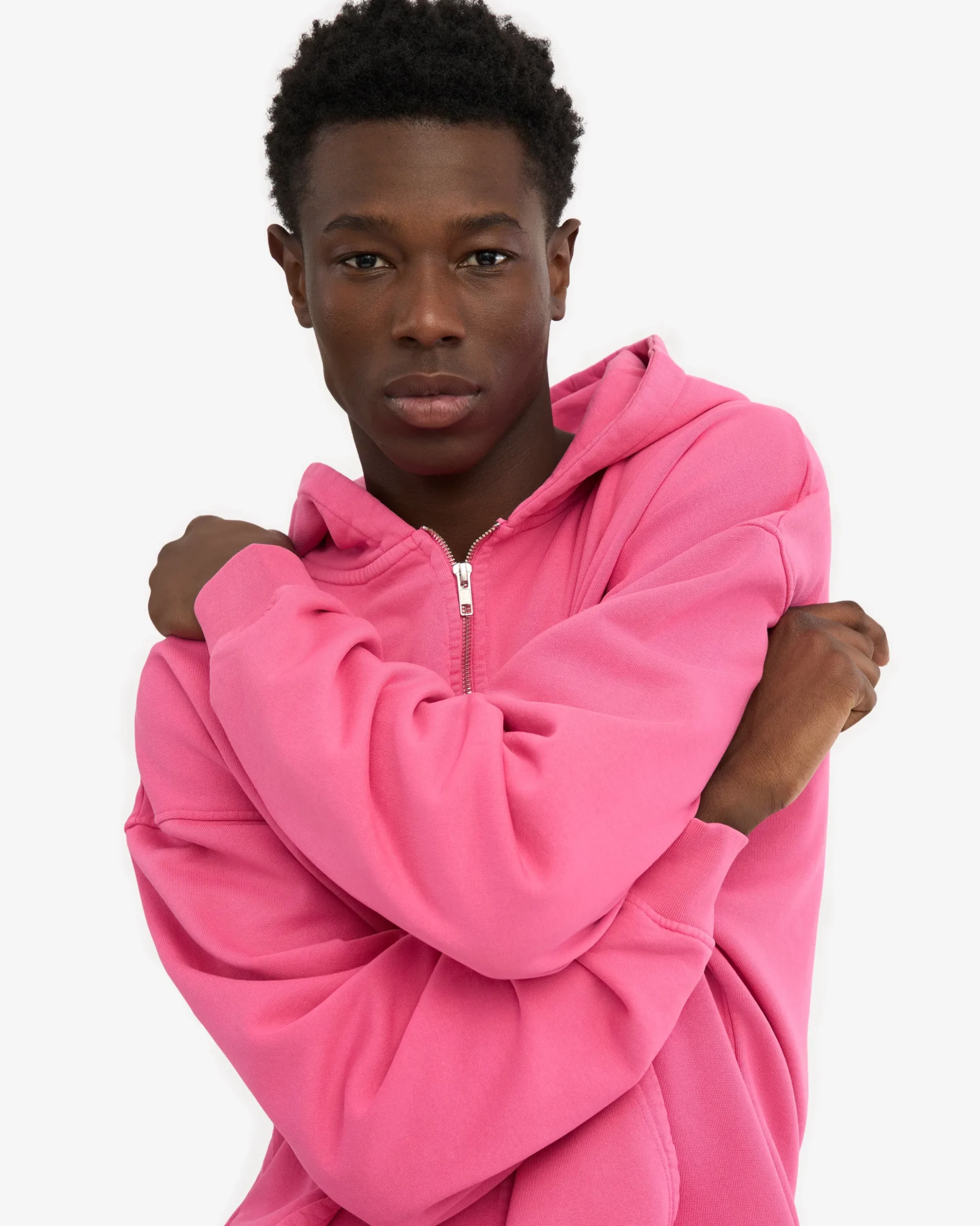 Organic Oversized Zip Hood - Bubblegum Pink