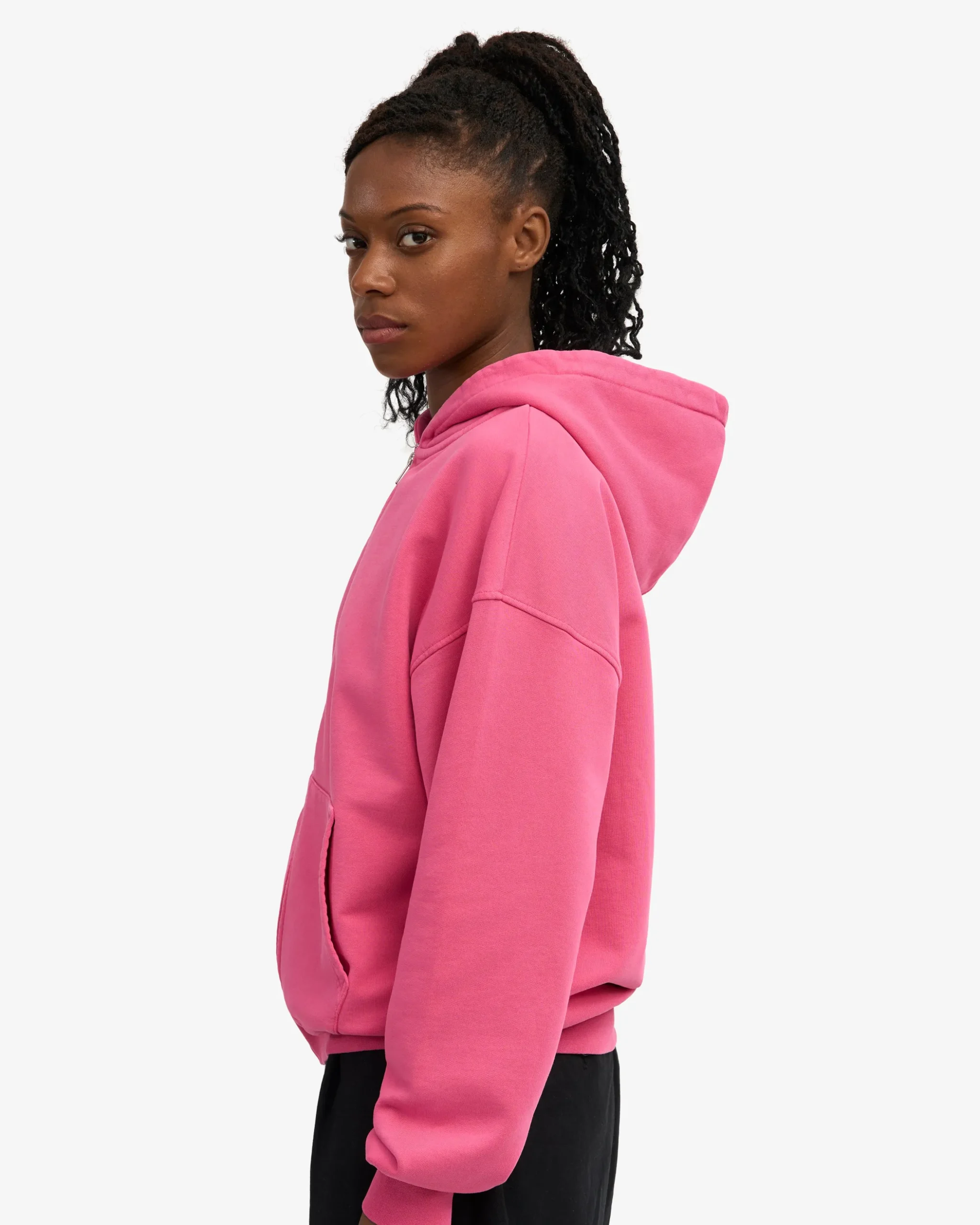Organic Oversized Zip Hood - Bubblegum Pink