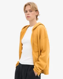 Organic Oversized Zip Hood - Burned Yellow