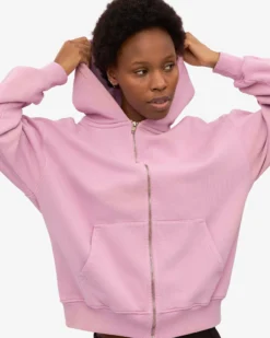 Organic Oversized Zip Hood - Cherry Blossom