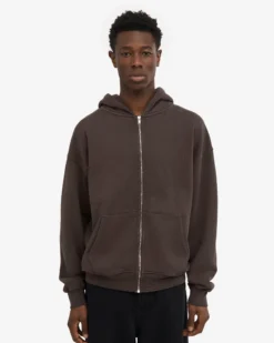 Organic Oversized Zip Hood - Coffee Brown