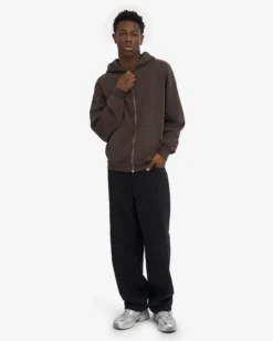 Organic Oversized Zip Hood - Coffee Brown