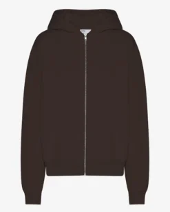 Organic Oversized Zip Hood - Coffee Brown
