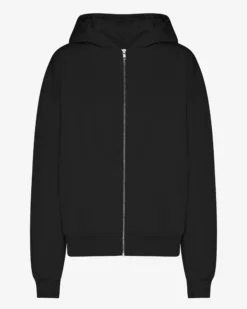 Organic Oversized Zip Hood - Deep Black