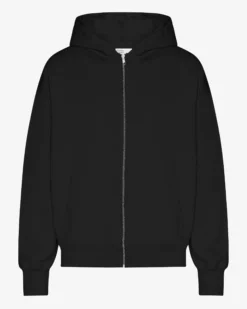 Organic Oversized Zip Hood - Deep Black