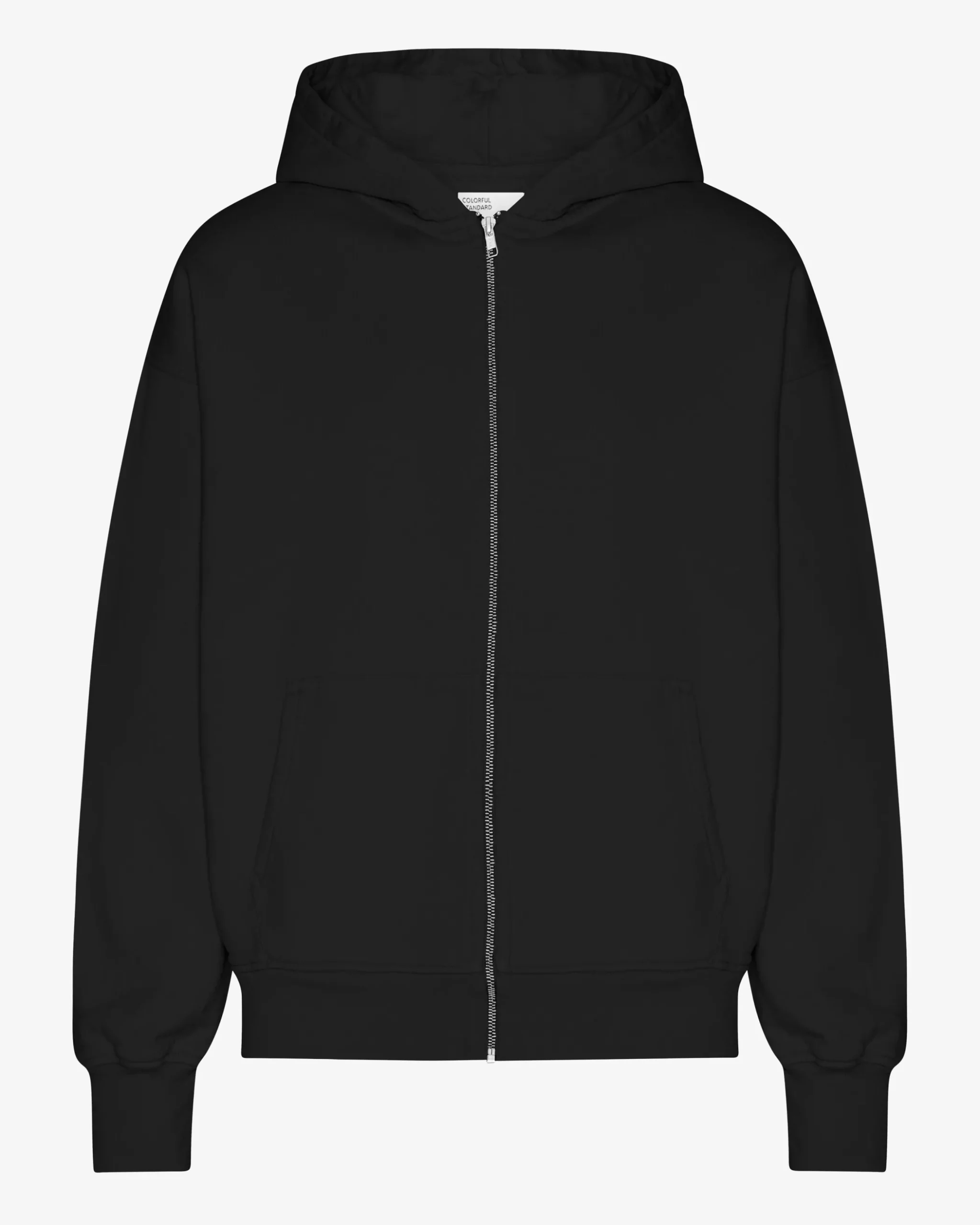Organic Oversized Zip Hood - Deep Black