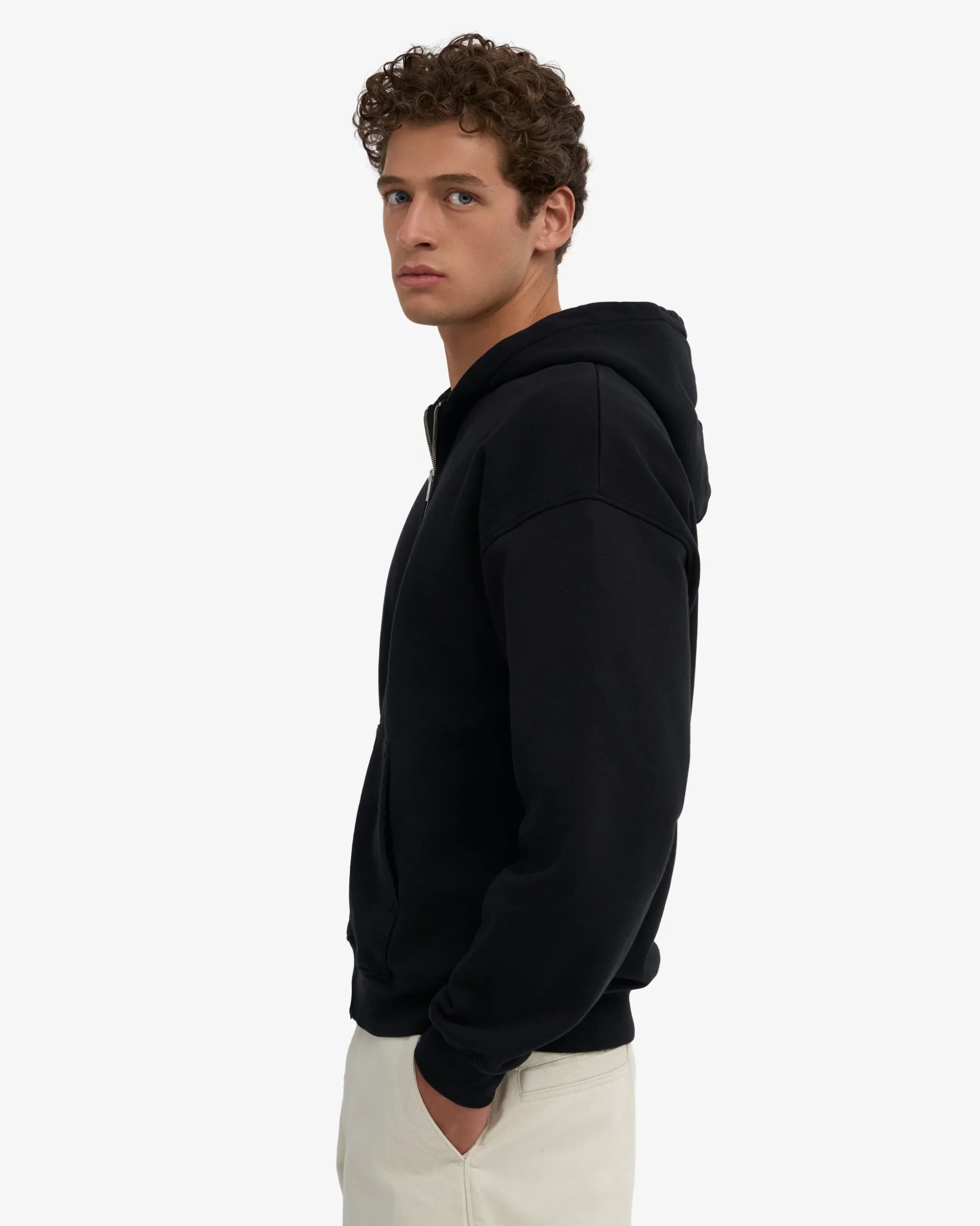 Organic Oversized Zip Hood - Deep Black