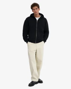 Organic Oversized Zip Hood - Deep Black