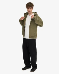 Organic Oversized Zip Hood - Dusty Olive