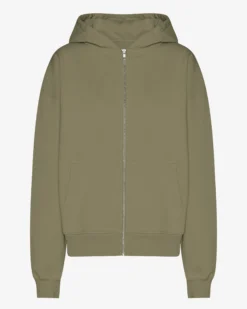 Organic Oversized Zip Hood - Dusty Olive