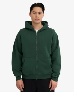 Organic Oversized Zip Hood - Emerald Green